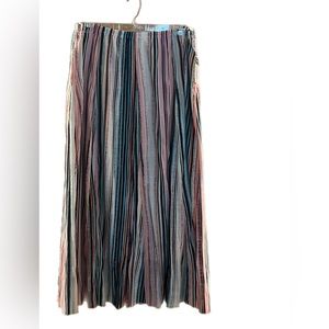 Zac and Rachel White Multi Stripe Maxi Bohemian “Linen Slub Skirt” Size XL NWT